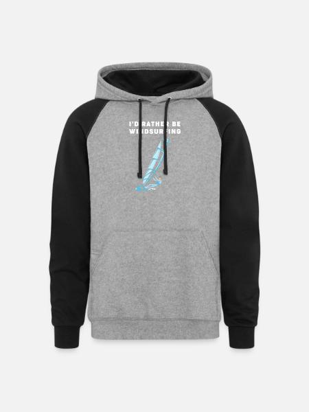 Windsurfer Water Sports Windsurfing - Unisex Colorblock Hoodie - heather gray/black