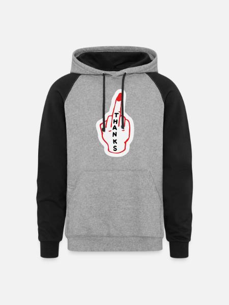 thanks - Unisex Colorblock Hoodie - heather gray/black