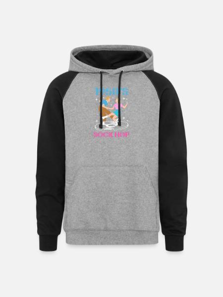 Sock Hop 1950s Dance Party - Unisex Colorblock Hoodie - heather gray/black