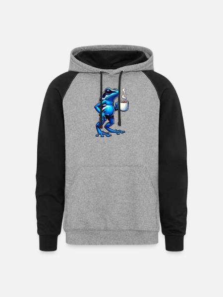 Poison Frog Coffee - Unisex Colorblock Hoodie - heather gray/black