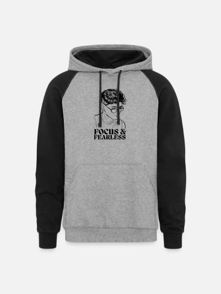 Focus and Fearless - Unisex Colorblock Hoodie - heather gray/black