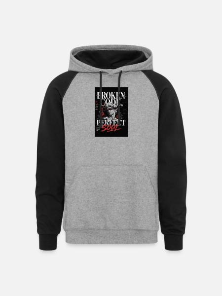 Broken Code, Perfect Soul - Unisex Colorblock Hoodie - heather gray/black