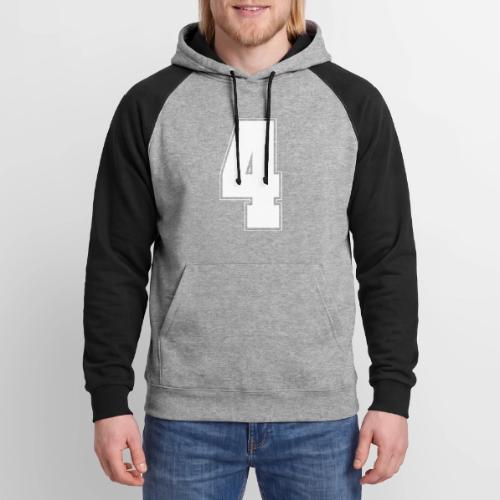 White Number 4 – Varsity Font - Unisex Colorblock Hoodie