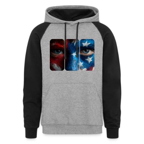USA: Painted for the Flag - Unisex Colorblock Hoodie