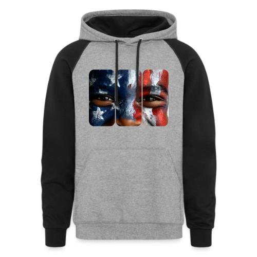 USA: Three Panels of Pride - Unisex Colorblock Hoodie
