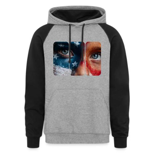 USA: Star-Spangled Glance - Unisex Colorblock Hoodie