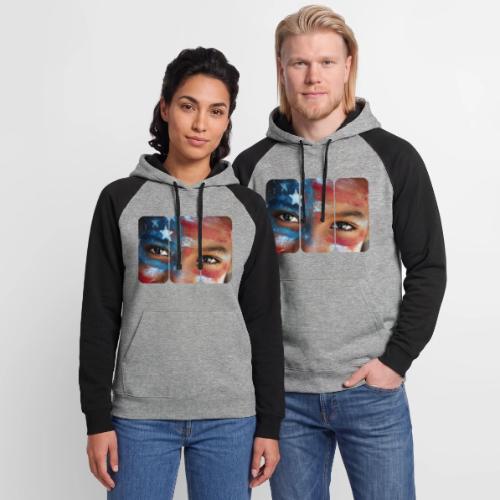 USA: Eyes of the Flag - Unisex Colorblock Hoodie