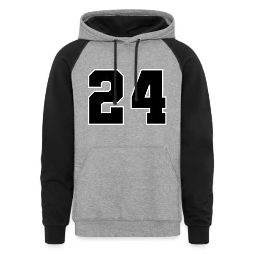 Varsity Number 24 College Font - Unisex Colorblock Hoodie