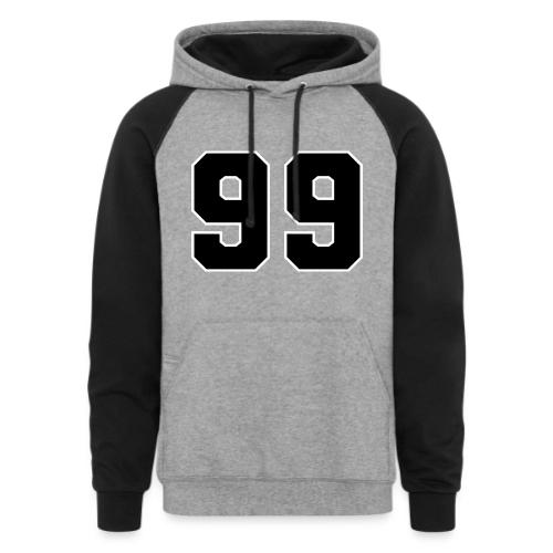 Varsity Number 99 Athletic Font - Unisex Colorblock Hoodie