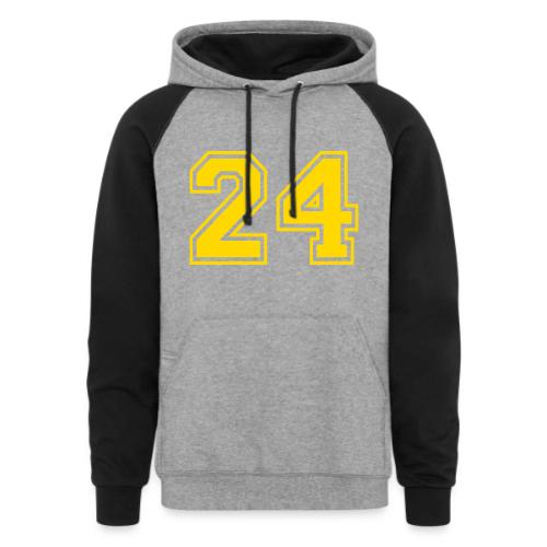 Number 24 in a classic athletic collegiate font - Unisex Colorblock Hoodie