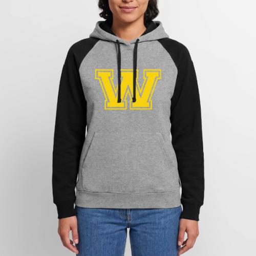 Letter W – Capital Athletic Alphabet Monogram - Unisex Colorblock Hoodie