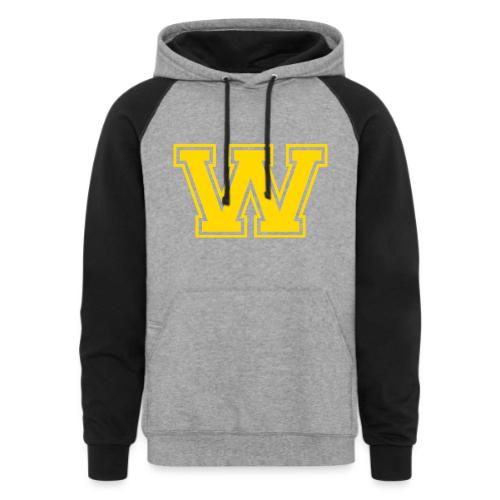 Letter W – Capital Athletic Alphabet Monogram - Unisex Colorblock Hoodie
