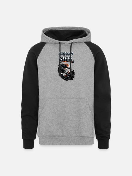 Stealth vs Steel Clash - Unisex Colorblock Hoodie - heather gray/black