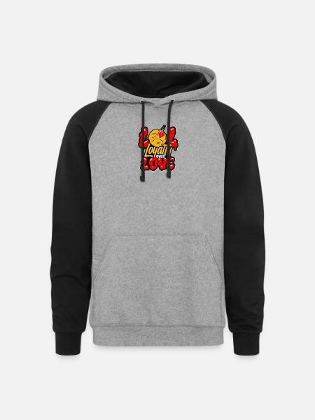 Loyalty Over Love Cartoon Emblem - Unisex Colorblock Hoodie - heather gray/black