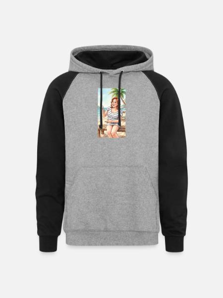 Beach Selfie Moment - Unisex Colorblock Hoodie - heather gray/black