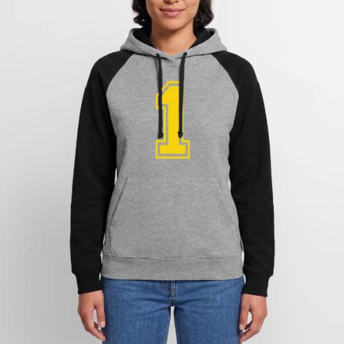 Number 1 in a classic athletic collegiate font - Unisex Colorblock Hoodie