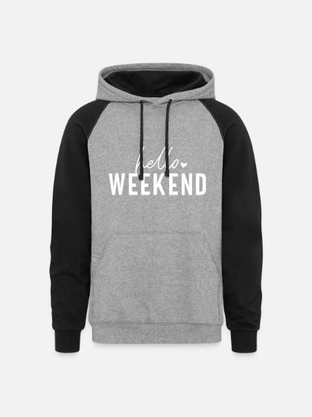 Hello Weekend - Unisex Colorblock Hoodie - heather gray/black