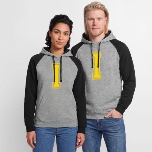 Letter I – Capital Athletic Alphabet Monogram - Unisex Colorblock Hoodie