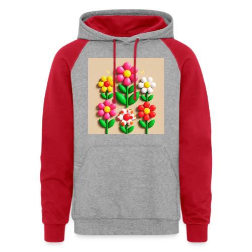 3D Flowers and Butterflies in Amber, Floral Design - Unisex Colorblock Hoodie