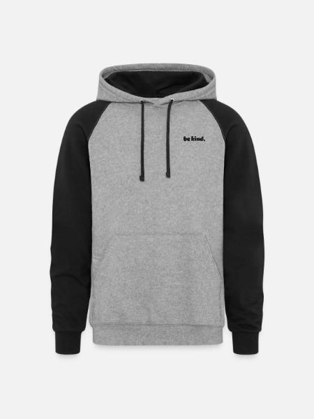 Be kind embroidered - Unisex Colorblock Hoodie - heather gray/black