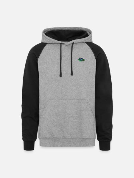 Runningshoes embroidered - Unisex Colorblock Hoodie - heather gray/black