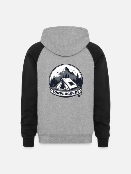 Unplugged - Unisex Colorblock Hoodie - heather gray/black