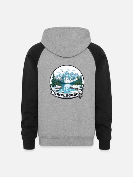 Camping Without Tech! - Unisex Colorblock Hoodie - heather gray/black