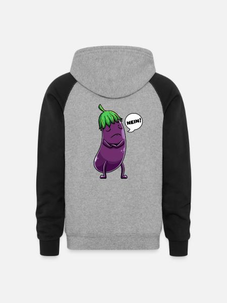Eggplant Fruit Vegetable Vegetarian - Unisex Colorblock Hoodie - heather gray/black