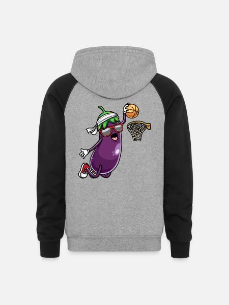 Eggplant Fruit Vegetable Vegetarian - Unisex Colorblock Hoodie - heather gray/black