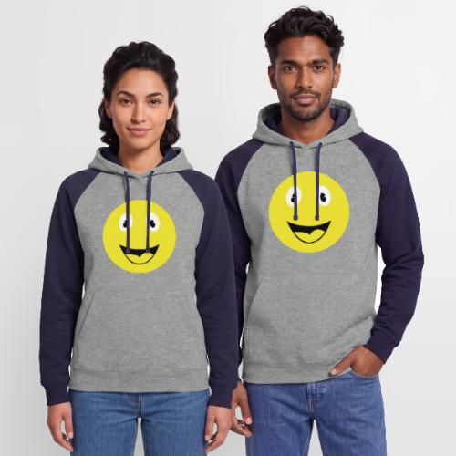 Yellow Happy Face Print - Unisex Colorblock Hoodie