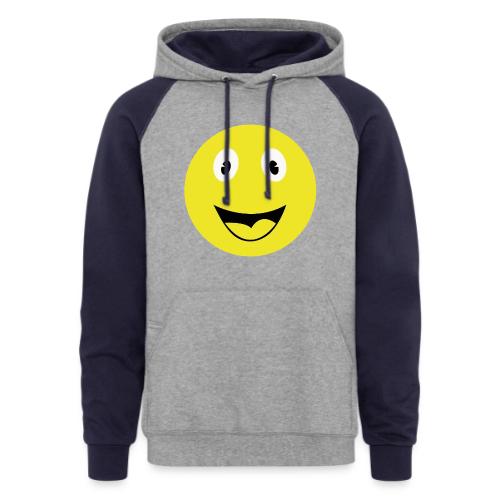 Yellow Happy Face Print - Unisex Colorblock Hoodie