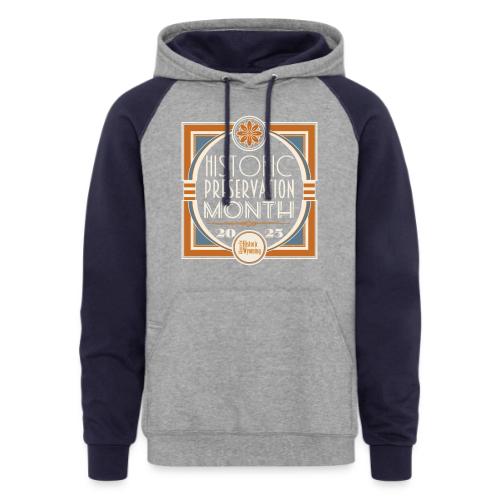 Historic Preservation Month- Dark - Unisex Colorblock Hoodie