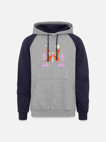 Pumpkin Fairy Moonlight - Unisex Colorblock Hoodie - heather gray/navy