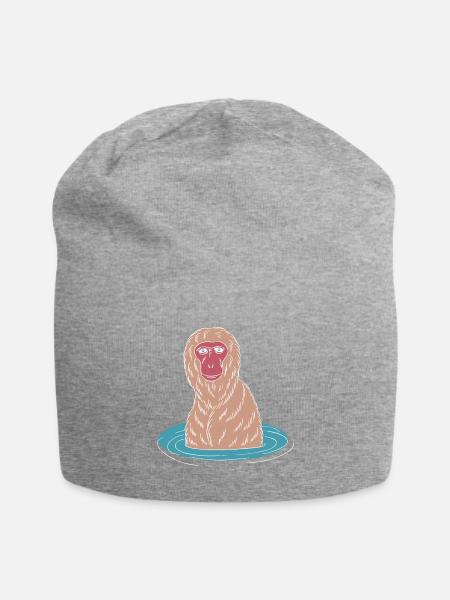 A Bathing Snow Monkey In Japan - Jersey Beanie - heather gray
