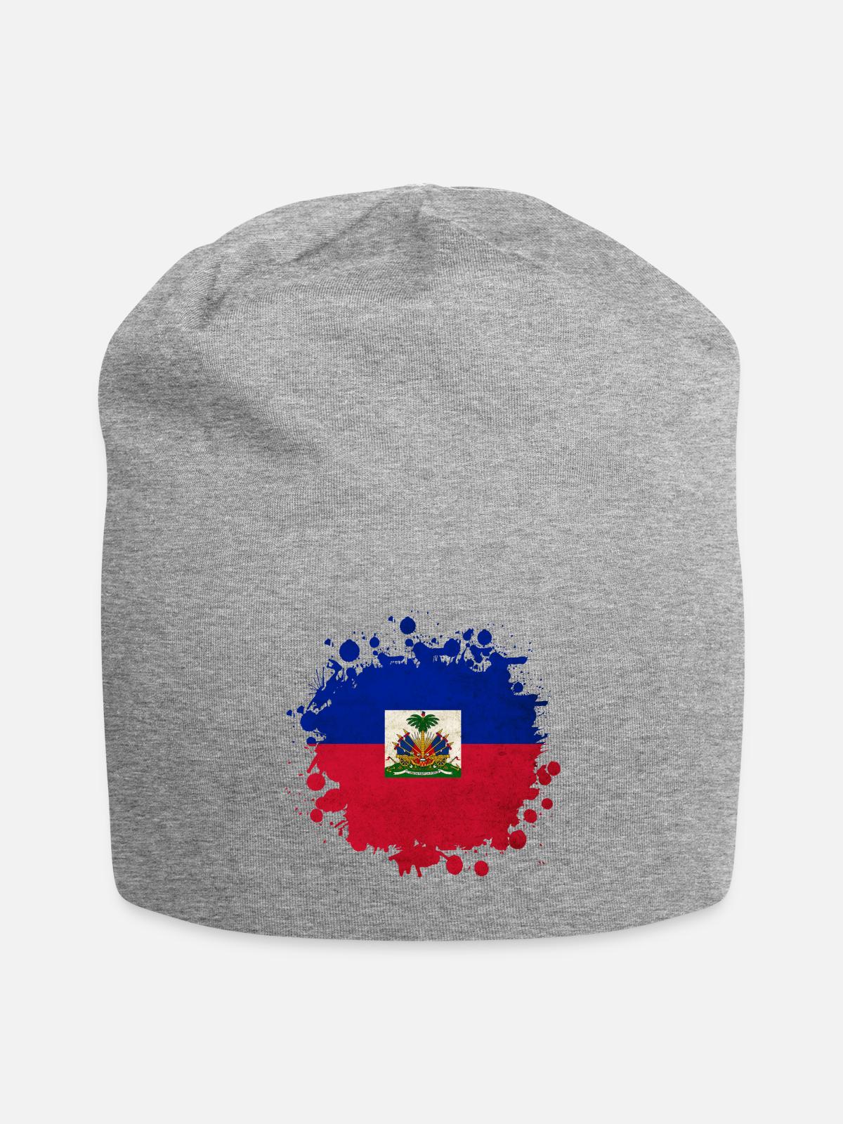 Haiti flags blob - Jersey Beanie - heather gray - Front