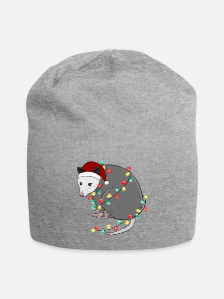 Funny Cute Christmas Opossum - Jersey Beanie - heather gray - Front