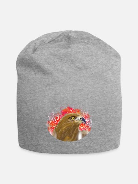 Majestic Eagle with Fiery Background - Jersey Beanie - heather gray