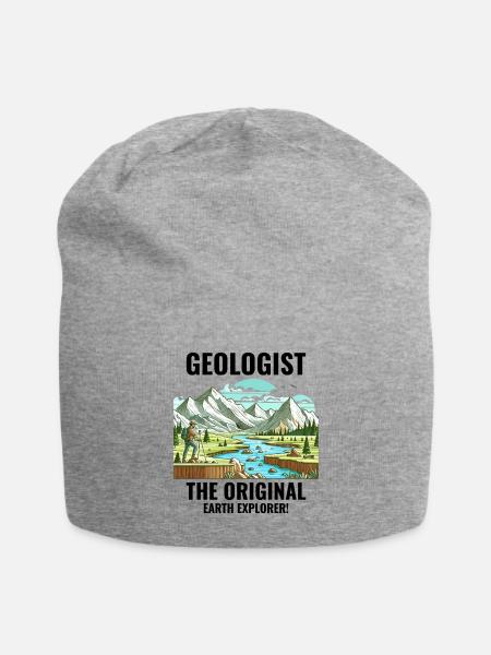 Geologist: The Original Earth Explorer! Geology - Jersey Beanie - heather gray - Front