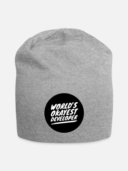 World's Okayest Developer - Jersey Beanie - heather gray - Front