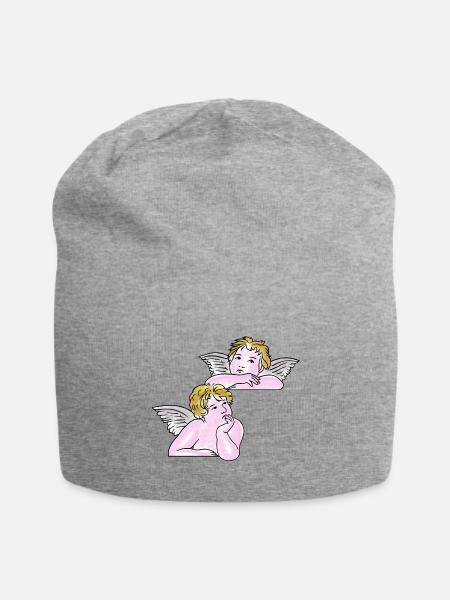 Cherubs line art inspired by artist Raphael - Jersey Beanie - heather gray - Front
