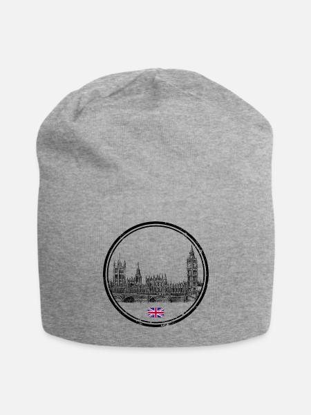 Minimal Union Jack Flag Print - Jersey Beanie - heather gray - Front