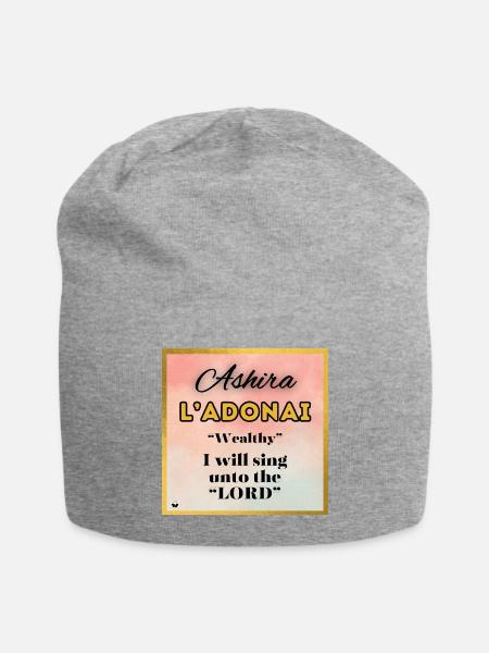 Ashira Wealthy I Will Sing Unto The LORD - Jersey Beanie - heather gray - Front