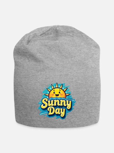Sunny Day Sun Summer Vacation - Jersey Beanie - heather gray - Front