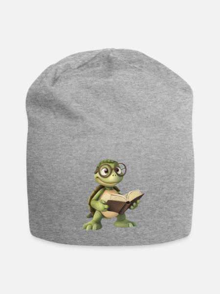 Smart Turtle - Book Lover - Jersey Beanie - heather gray