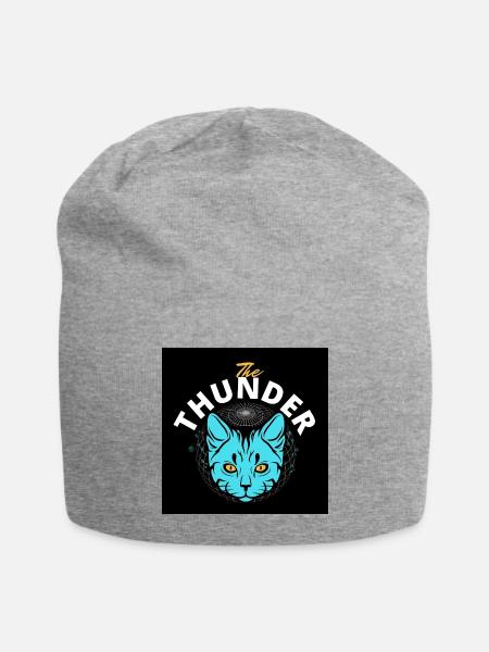  Thunder Cat with Globe Grid – Bold Abstract Desig - Jersey Beanie - heather gray - Front