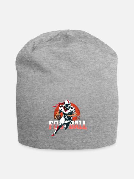 Dynamic Football Player Illustration - Jersey Beanie - heather gray - Front