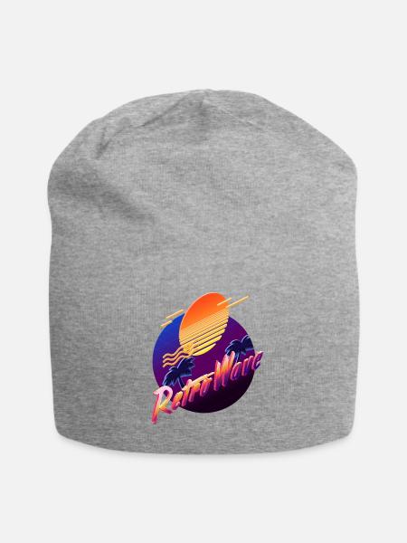 Isometric Retrowave: Sunset - Jersey Beanie - heather gray - Front