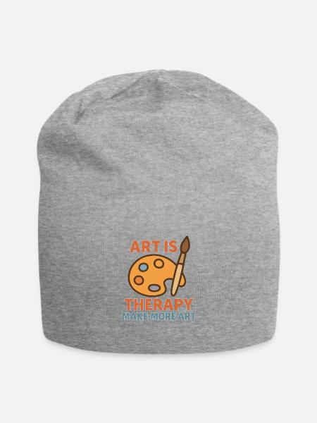 Art Is Therapy Make More Art - Jersey Beanie - heather gray - Front