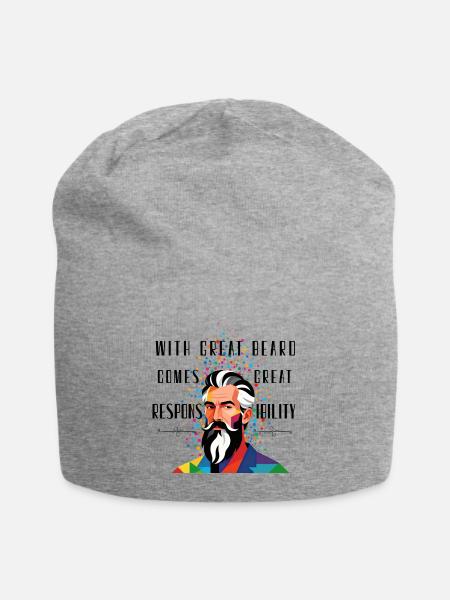 With Great Beard Comes Great Responsibility - Jersey Beanie - heather gray - Front