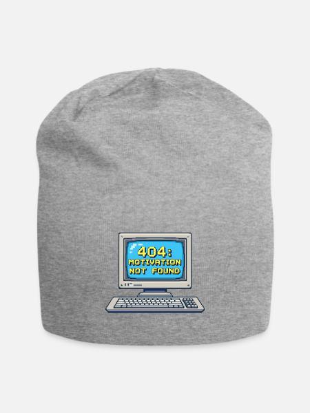 Retro 404 Pixel Art Computer Design - Jersey Beanie - heather gray - Front